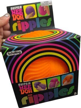 🌟 NEW 🧡 NeeDoh Super Ripples – Orange Super Size Squishy by Schylling 🌟RARE!
